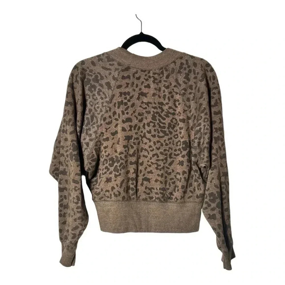 1914. OCEAN DRIVE LONG SLEEVE CROPPED SWEATER BROWN/BLACK LEOPARD PRINT SIZE MED - Picture 6 of 8